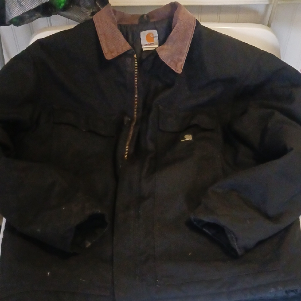 Carhartt Made By UFCW Men's Dark Jacket with Tan Collar